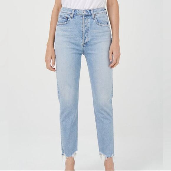 Agolde Riley High Rise Straight Crop Bitter Wash 33 NWT